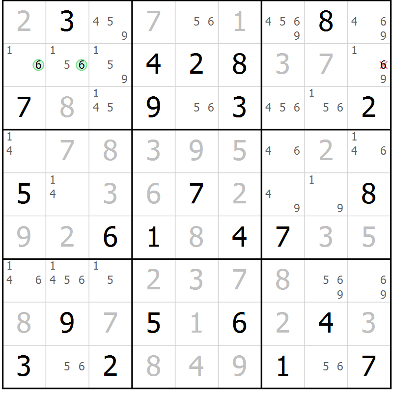 Position des candidats pour la solution de la Gr 68 page 71 du magazine de sudoku Virtuose n° 114