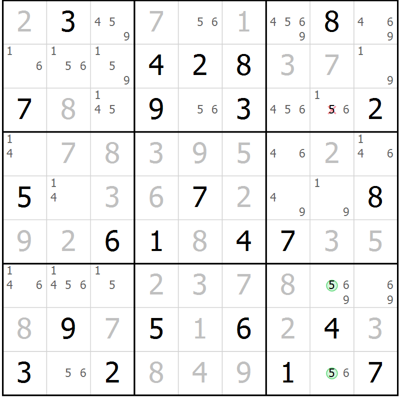 Position des candidats pour la solution de la Gr 68 page 71 du magazine de sudoku Virtuose n° 114