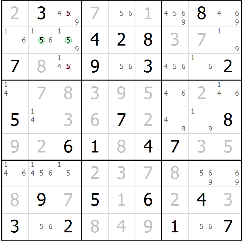 Position des candidats pour la solution de la Gr 68 page 71 du magazine de sudoku Virtuose n° 114