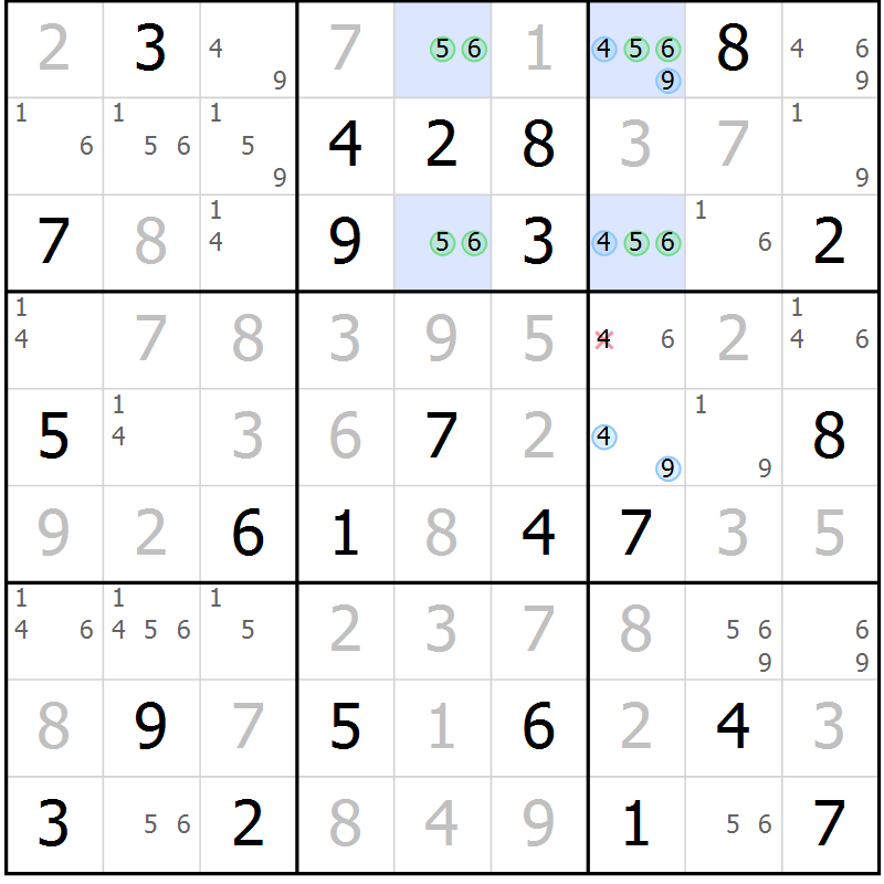 Position des candidats pour la solution de la Gr 68 page 71 du magazine de sudoku Virtuose n° 114