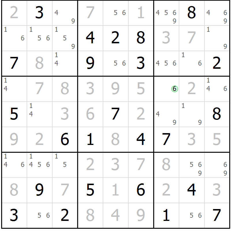 Position des candidats pour la solution de la Gr 68 page 71 du magazine de sudoku Virtuose n° 114