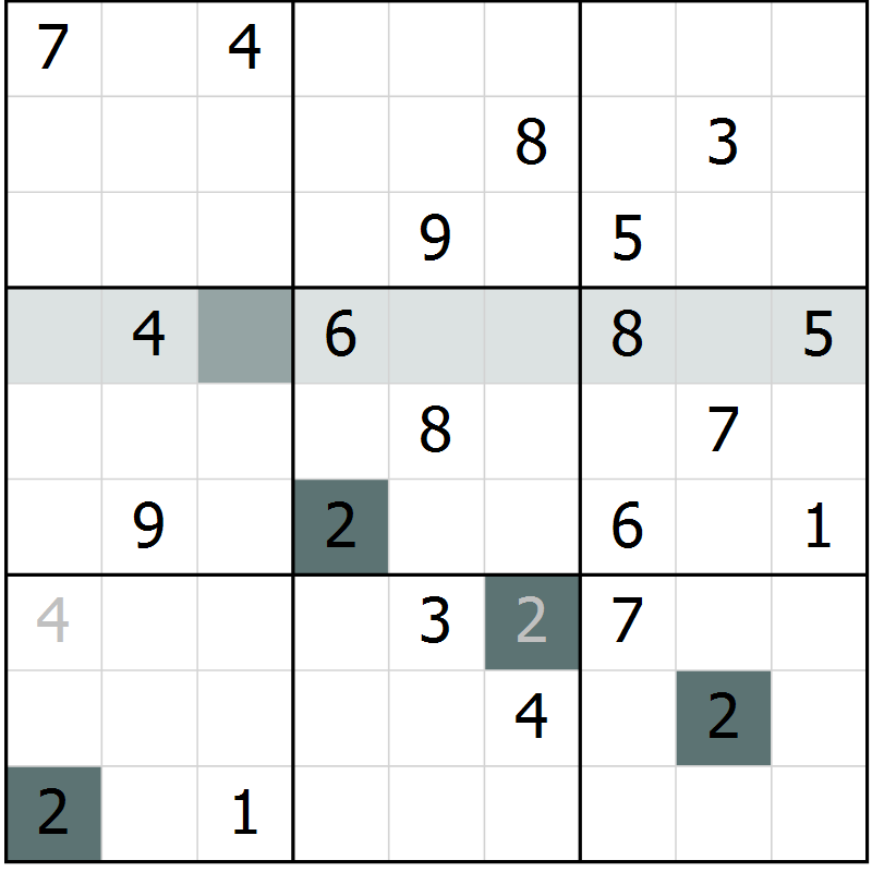 Position des candidats pour la solution de la Gr 7 page 10 du magazine de sudoku Virtuose n° 114