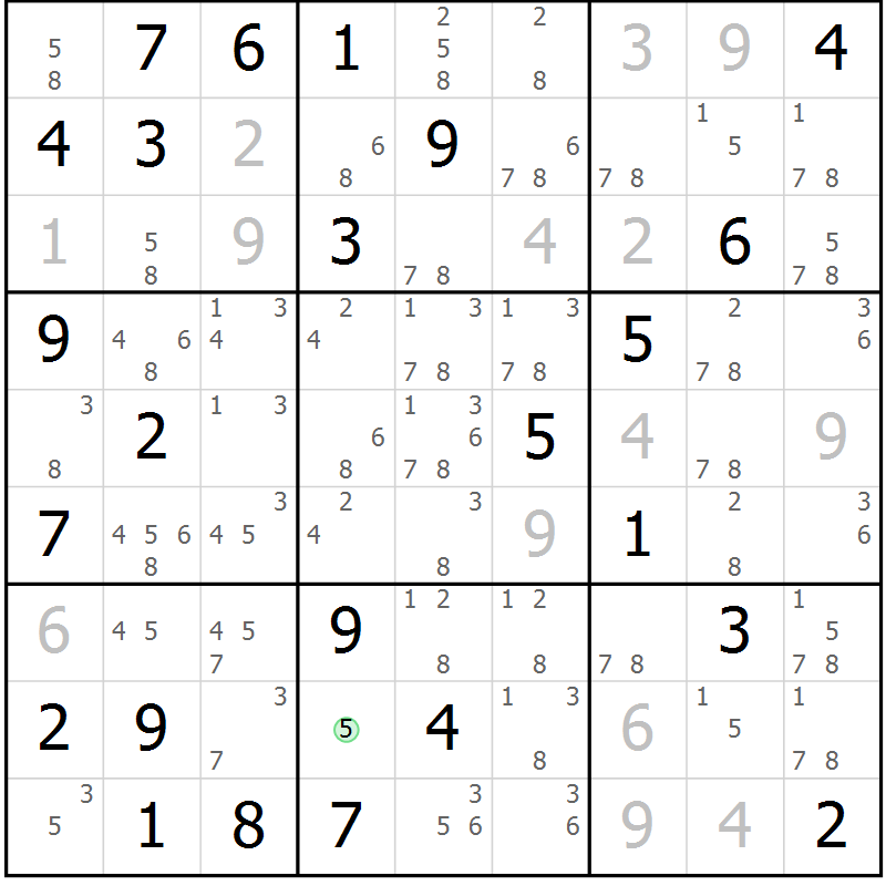 Position des candidats pour la solution de la Gr 71 page 74 du magazine de sudoku Virtuose n° 114