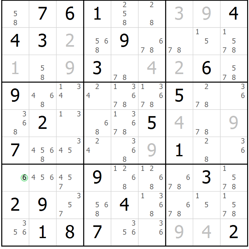 Position des candidats pour la solution de la Gr 71 page 74 du magazine de sudoku Virtuose n° 114