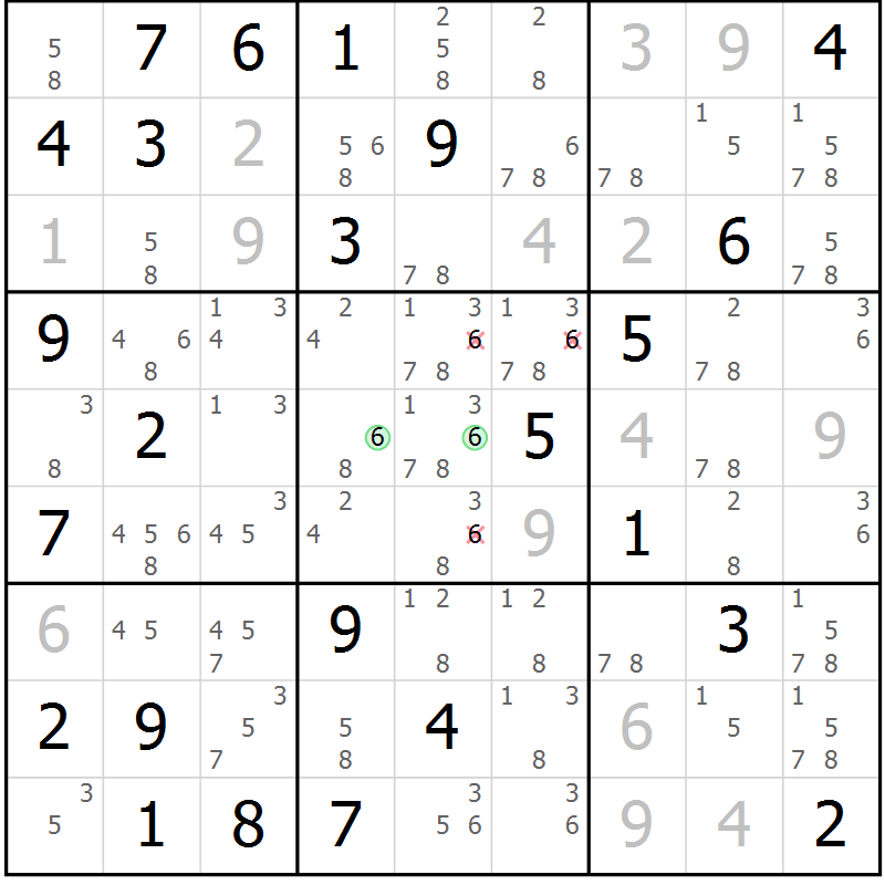 Position des candidats pour la solution de la Gr 71 page 74 du magazine de sudoku Virtuose n° 114