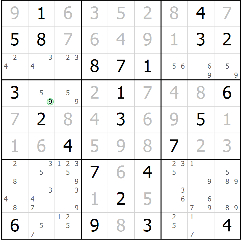 Position des candidats pour la solution de la Gr 72 page 75 du magazine de sudoku Virtuose n° 114