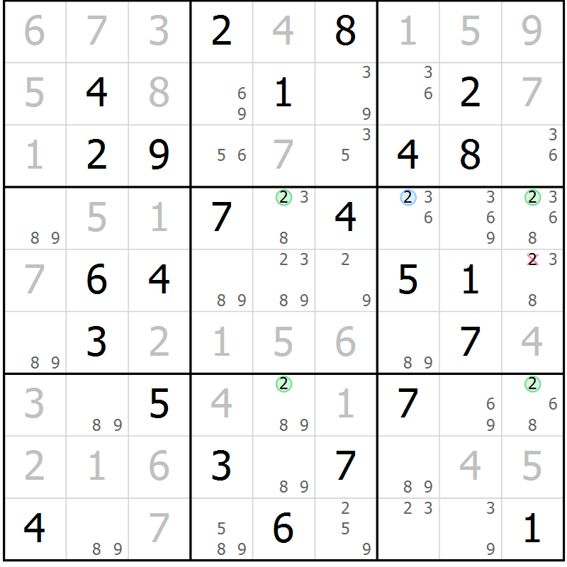 Position des candidats pour la solution de la Gr 78 page 81 du magazine de sudoku Virtuose n° 114