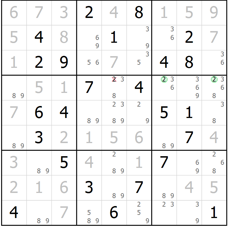 Position des candidats pour la solution de la Gr 78 page 81 du magazine de sudoku Virtuose n° 114