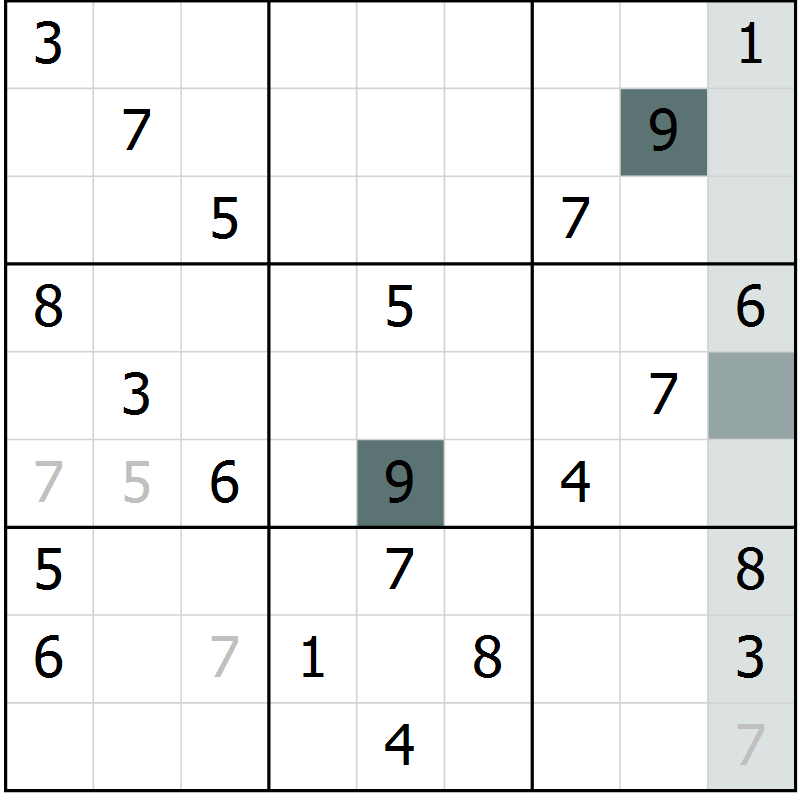 Position des candidats pour la solution de la Gr 8 page 11 du magazine de sudoku Virtuose n° 114