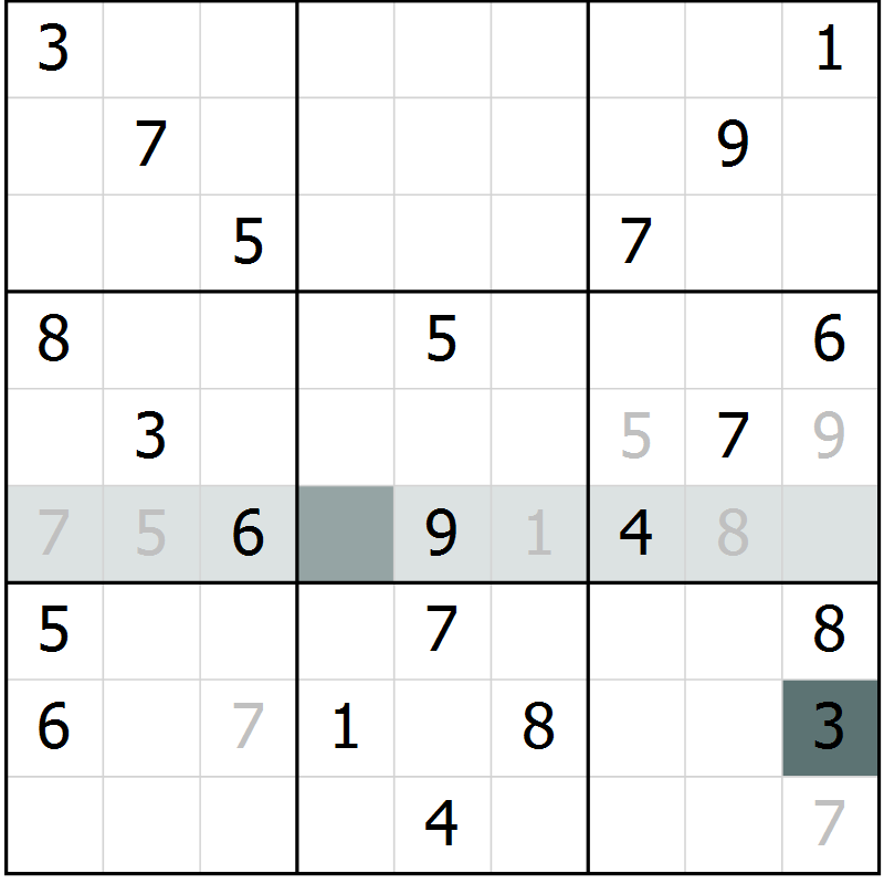 Position des candidats pour la solution de la Gr 8 page 11 du magazine de sudoku Virtuose n° 114