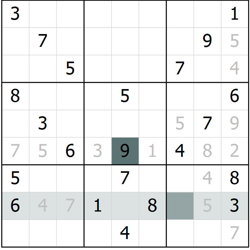 Position des candidats pour la solution de la Gr 8 page 11 du magazine de sudoku Virtuose n° 114