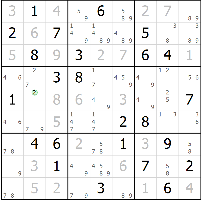 Position des candidats pour la solution de la Gr 80 page 83 du magazine de sudoku Virtuose n° 114