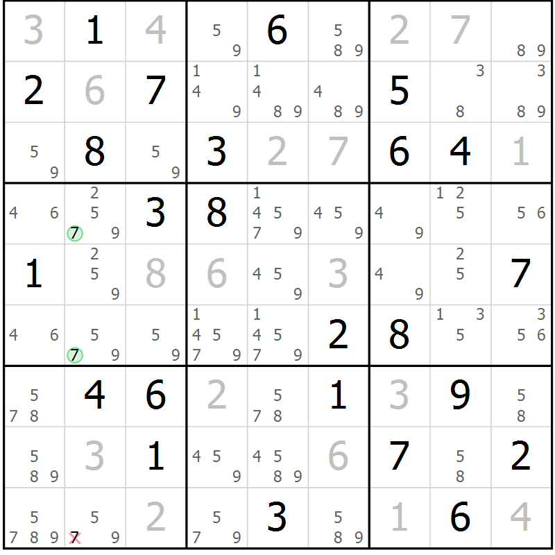 Position des candidats pour la solution de la Gr 80 page 83 du magazine de sudoku Virtuose n° 114