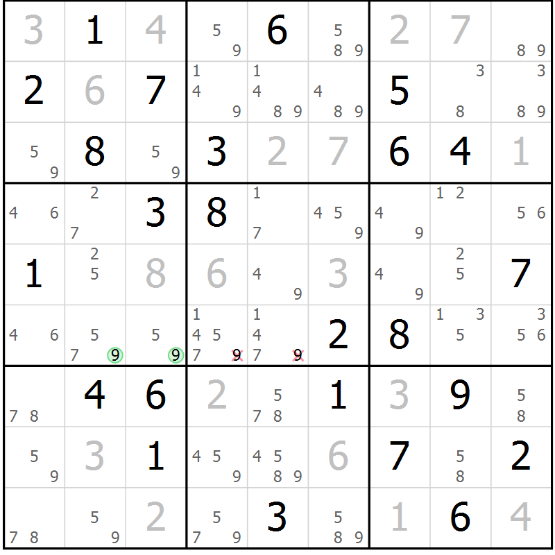 Position des candidats pour la solution de la Gr 80 page 83 du magazine de sudoku Virtuose n° 114