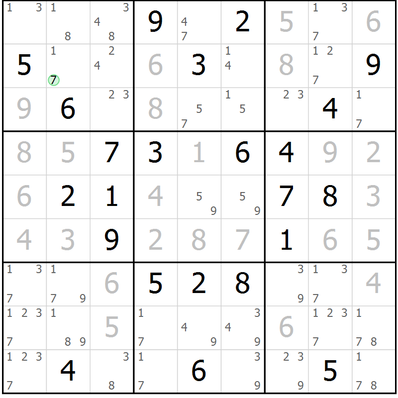 Position des candidats pour la solution de la Gr 83 page 86 du magazine de sudoku Virtuose n° 114