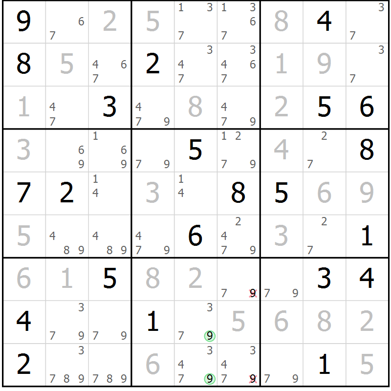 Position des candidats pour la solution de la Gr 1 page 4 du magazine de sudoku Virtuose n° 115