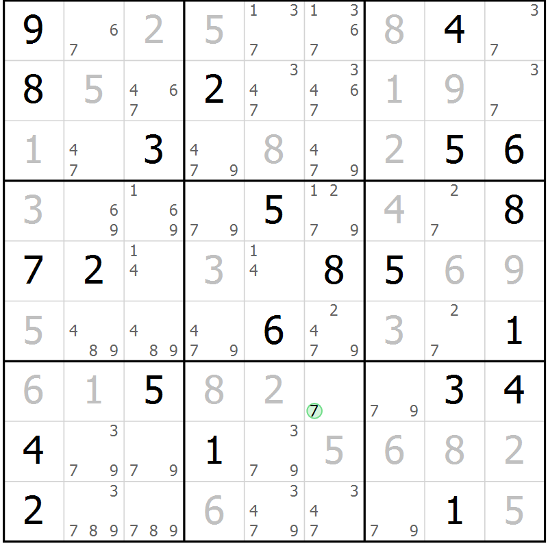 Position des candidats pour la solution de la Gr 1 page 4 du magazine de sudoku Virtuose n° 115