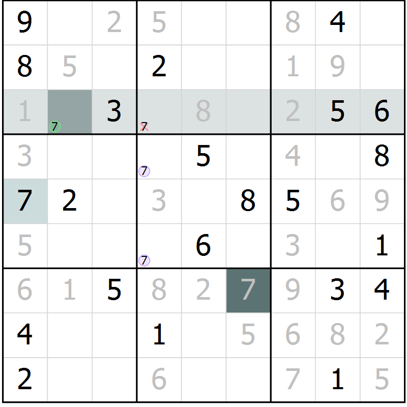 Position des candidats pour la solution de la Gr 1 page 4 du magazine de sudoku Virtuose n° 115