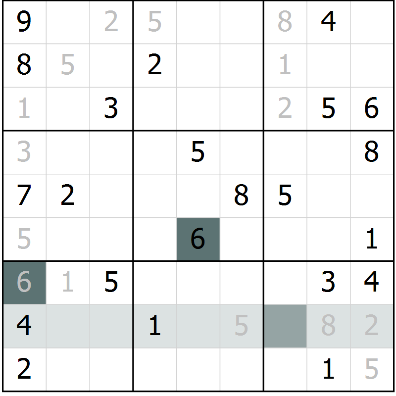 Position des candidats pour la solution de la Gr 1 page 4 du magazine de sudoku Virtuose n° 115