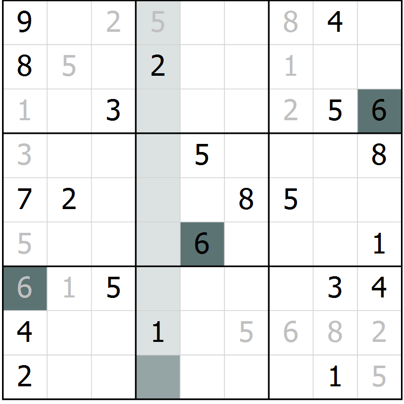Position des candidats pour la solution de la Gr 1 page 4 du magazine de sudoku Virtuose n° 115