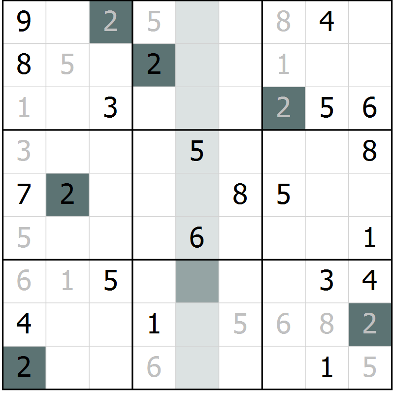 Position des candidats pour la solution de la Gr 1 page 4 du magazine de sudoku Virtuose n° 115