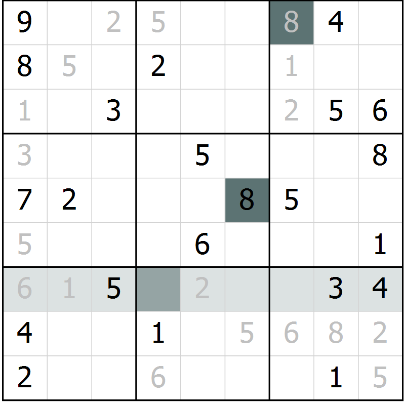Position des candidats pour la solution de la Gr 1 page 4 du magazine de sudoku Virtuose n° 115