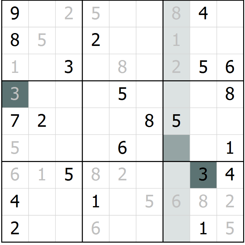 Position des candidats pour la solution de la Gr 1 page 4 du magazine de sudoku Virtuose n° 115