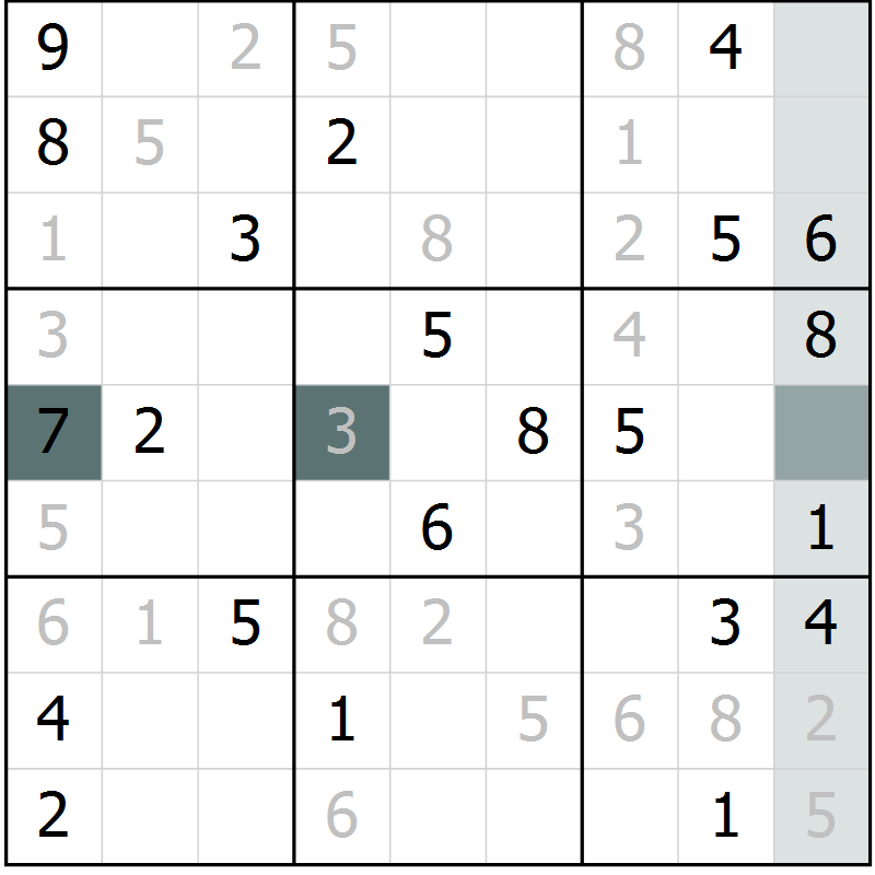 Position des candidats pour la solution de la Gr 1 page 4 du magazine de sudoku Virtuose n° 115