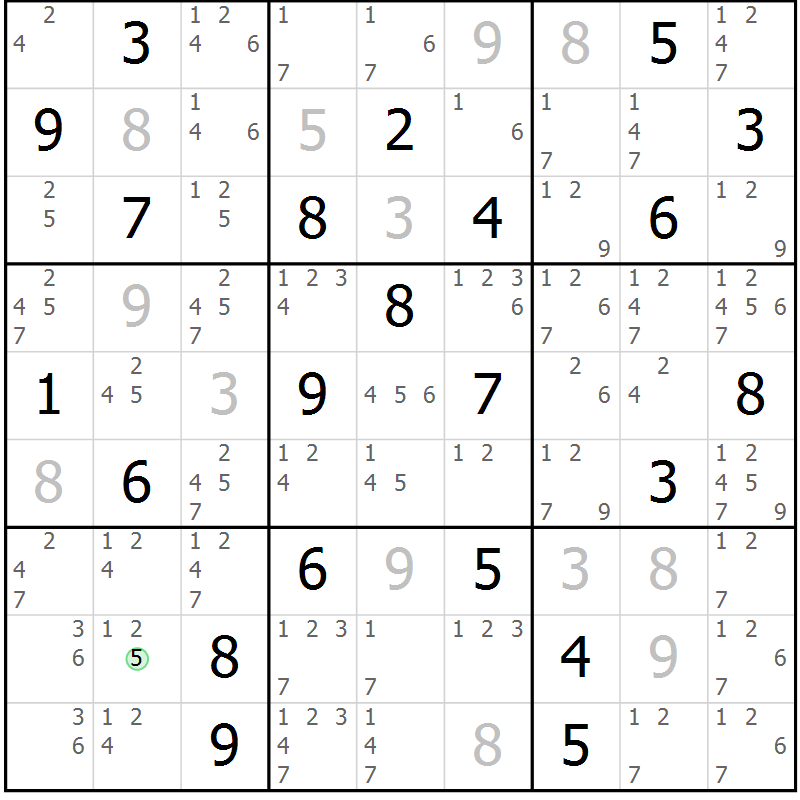 Position des candidats pour la solution de la Gr 10 page 13 du magazine de sudoku Virtuose n° 115