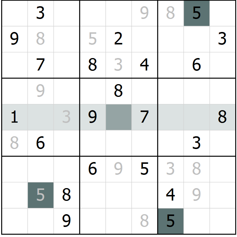Position des candidats pour la solution de la Gr 10 page 13 du magazine de sudoku Virtuose n° 115