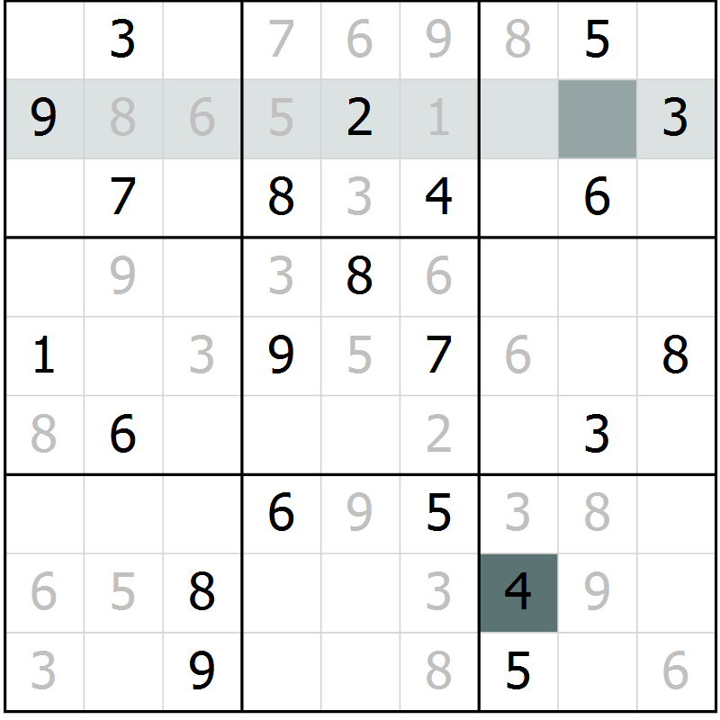 Position des candidats pour la solution de la Gr 10 page 13 du magazine de sudoku Virtuose n° 115