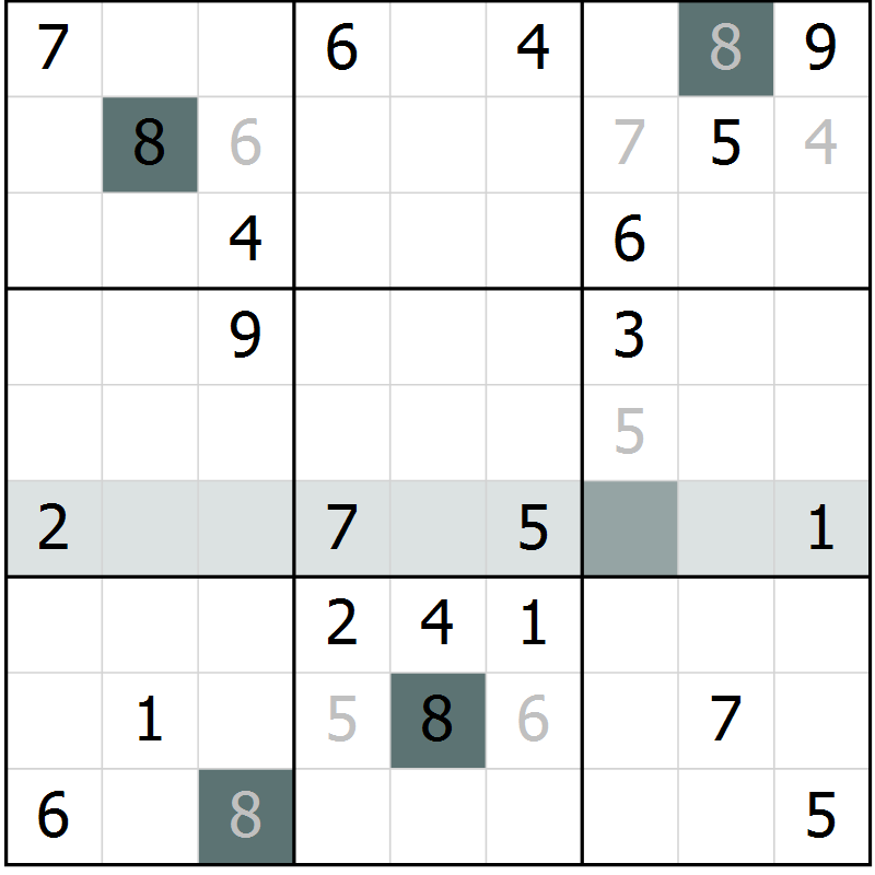 Position des candidats pour la solution de la Gr 11 page 14 du magazine de sudoku Virtuose n° 115