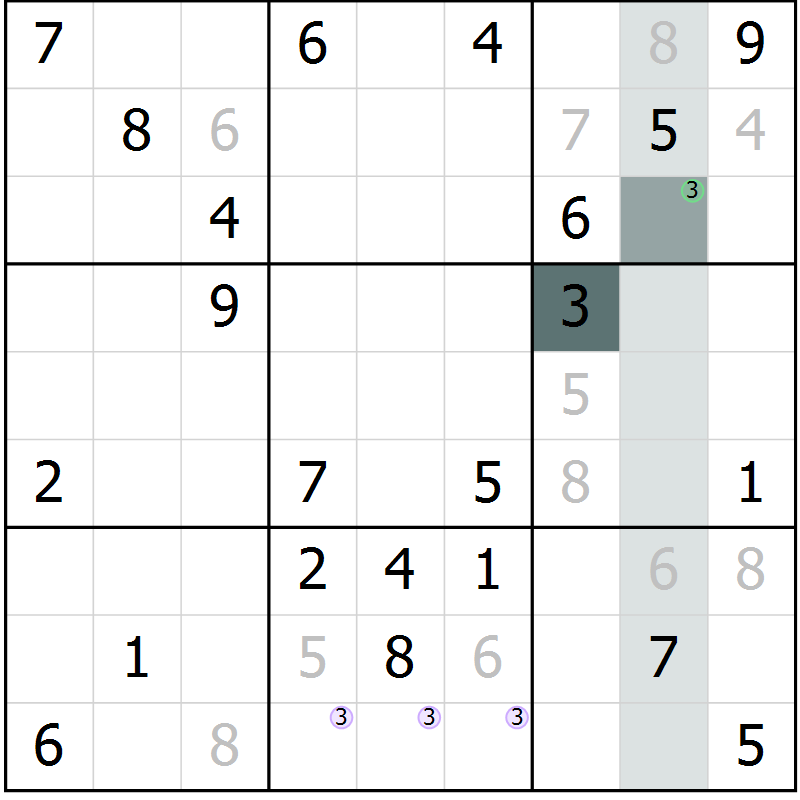 Position des candidats pour la solution de la Gr 11 page 14 du magazine de sudoku Virtuose n° 115