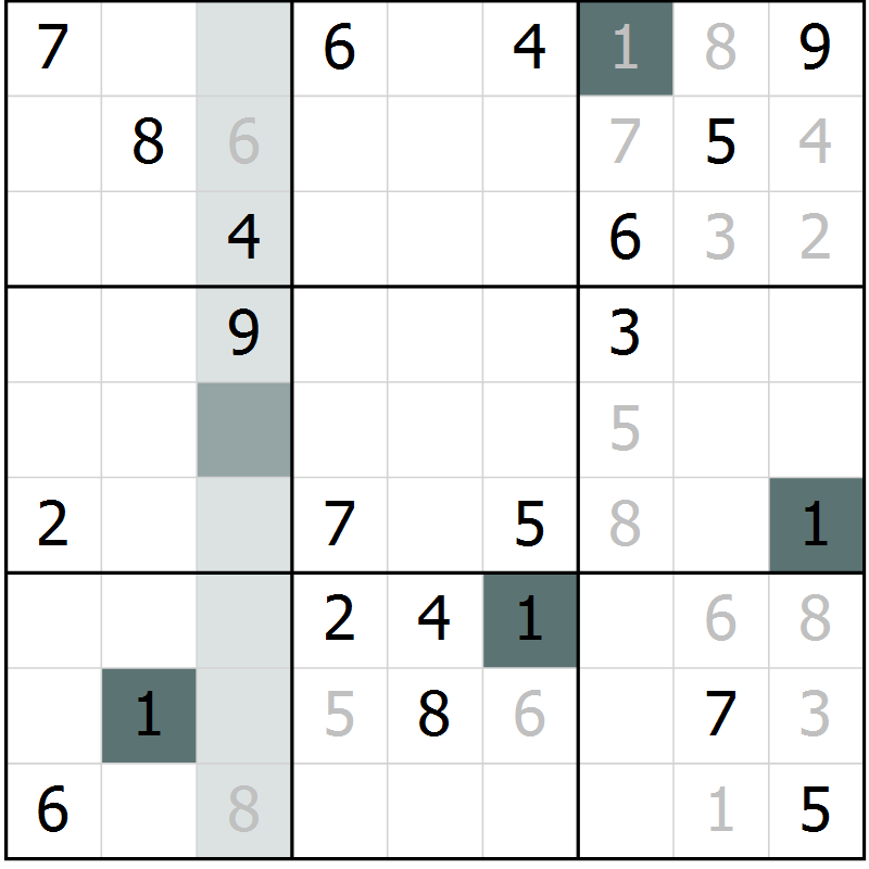 Position des candidats pour la solution de la Gr 11 page 14 du magazine de sudoku Virtuose n° 115