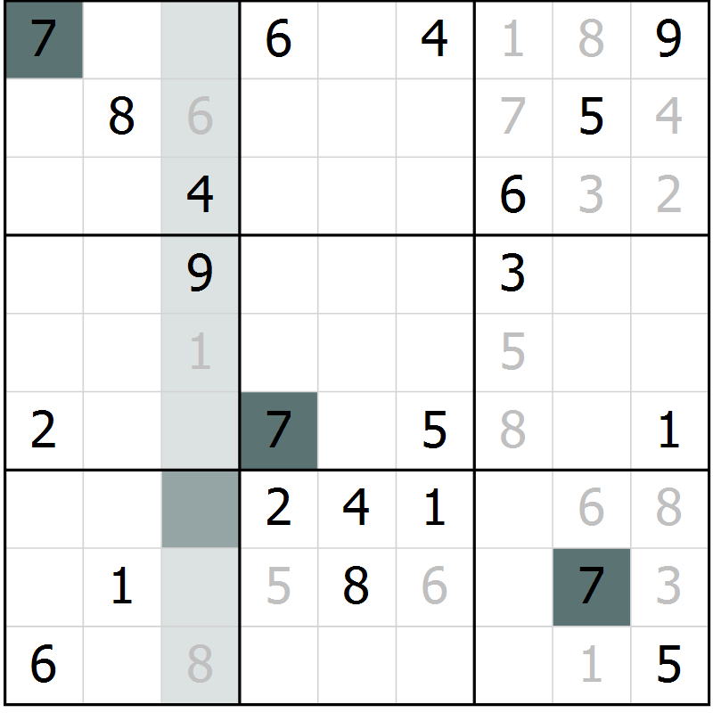Position des candidats pour la solution de la Gr 11 page 14 du magazine de sudoku Virtuose n° 115