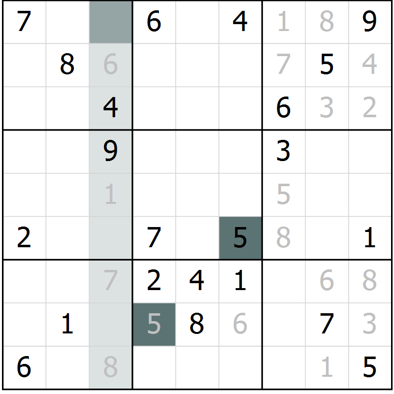 Position des candidats pour la solution de la Gr 11 page 14 du magazine de sudoku Virtuose n° 115