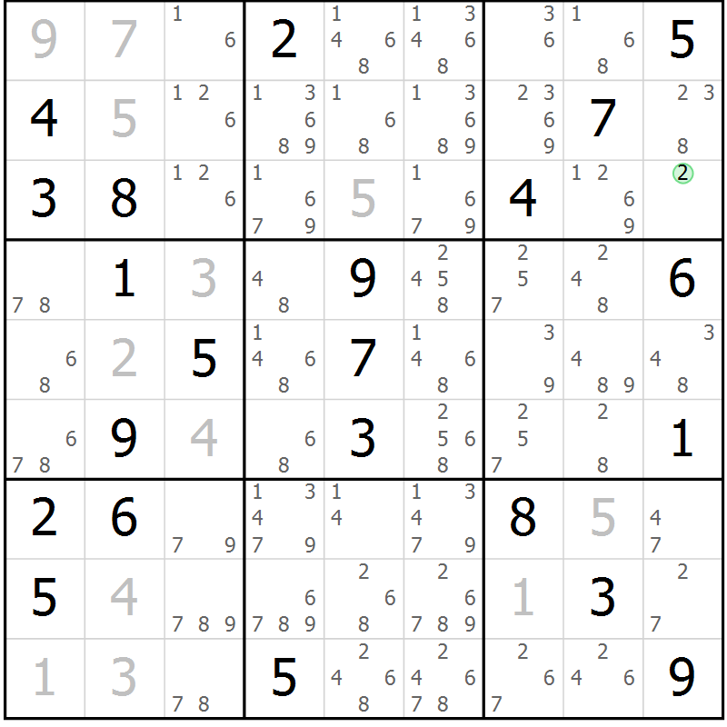 Position des candidats pour la solution de la Gr 12 page 15 du magazine de sudoku Virtuose n° 115