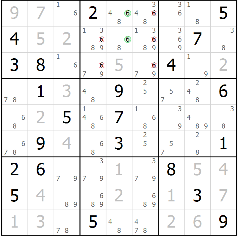 Position des candidats pour la solution de la Gr 12 page 15 du magazine de sudoku Virtuose n° 115