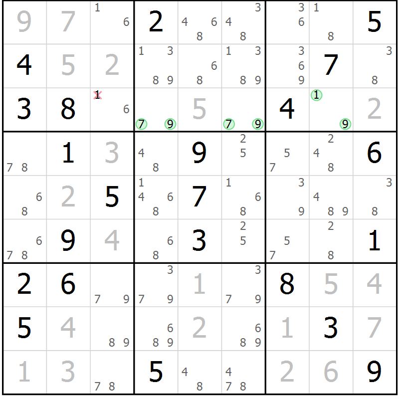 Position des candidats pour la solution de la Gr 12 page 15 du magazine de sudoku Virtuose n° 115