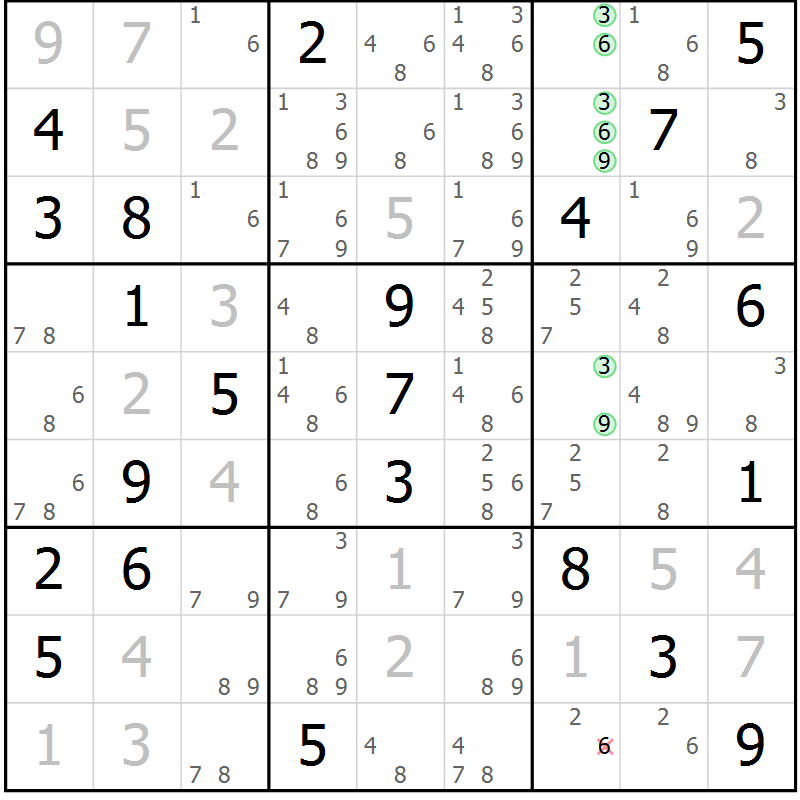 Position des candidats pour la solution de la Gr 12 page 15 du magazine de sudoku Virtuose n° 115