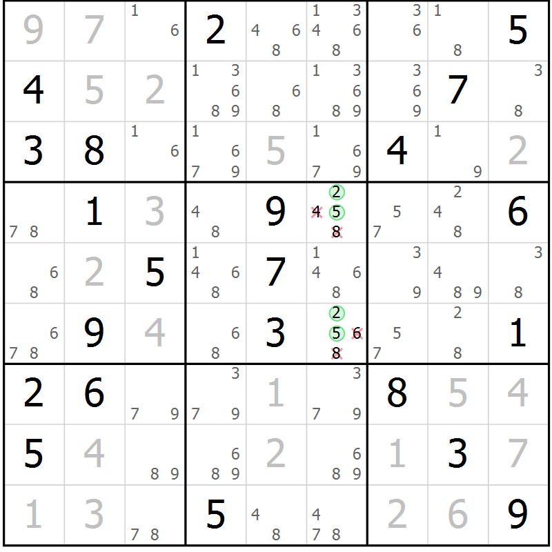 Position des candidats pour la solution de la Gr 12 page 15 du magazine de sudoku Virtuose n° 115