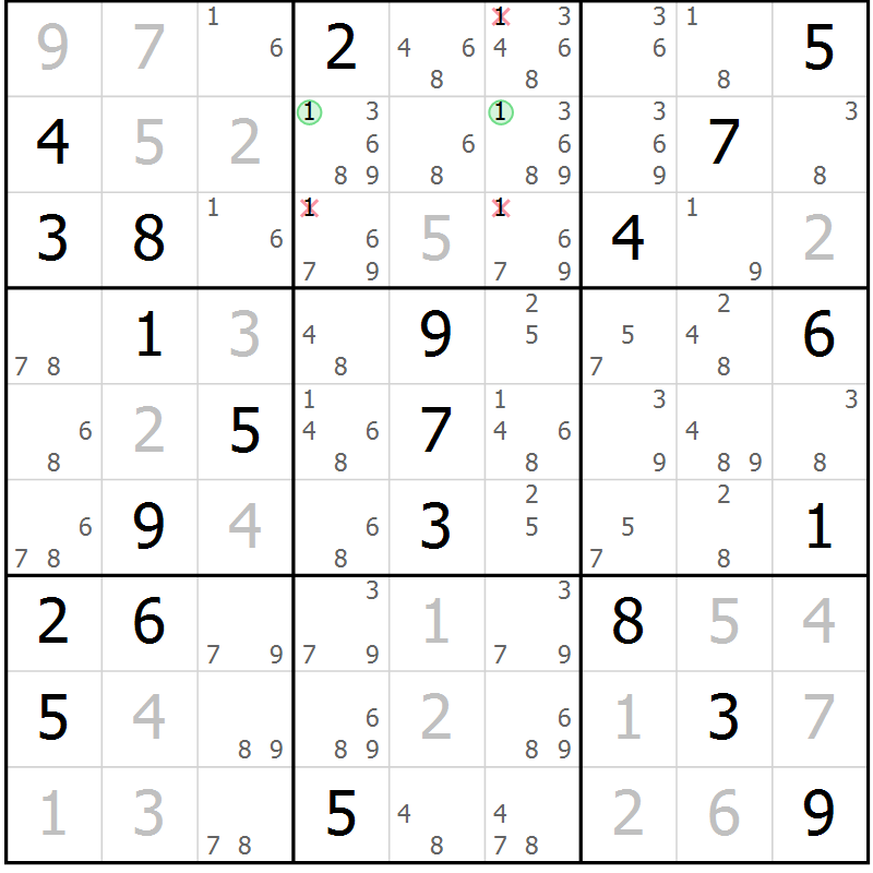 Position des candidats pour la solution de la Gr 12 page 15 du magazine de sudoku Virtuose n° 115
