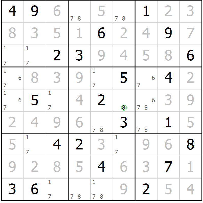 Position des candidats pour la solution de la Gr 13 page 16 du magazine de sudoku Virtuose n° 115