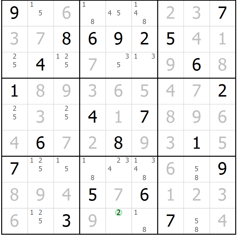 Position des candidats pour la solution de la Gr 15 page 18 du magazine de sudoku Virtuose n° 115