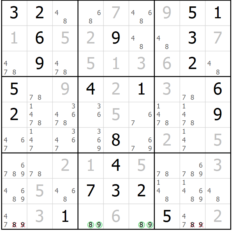 Position des candidats pour la solution de la Gr 17 page 20 du magazine de sudoku Virtuose n° 115