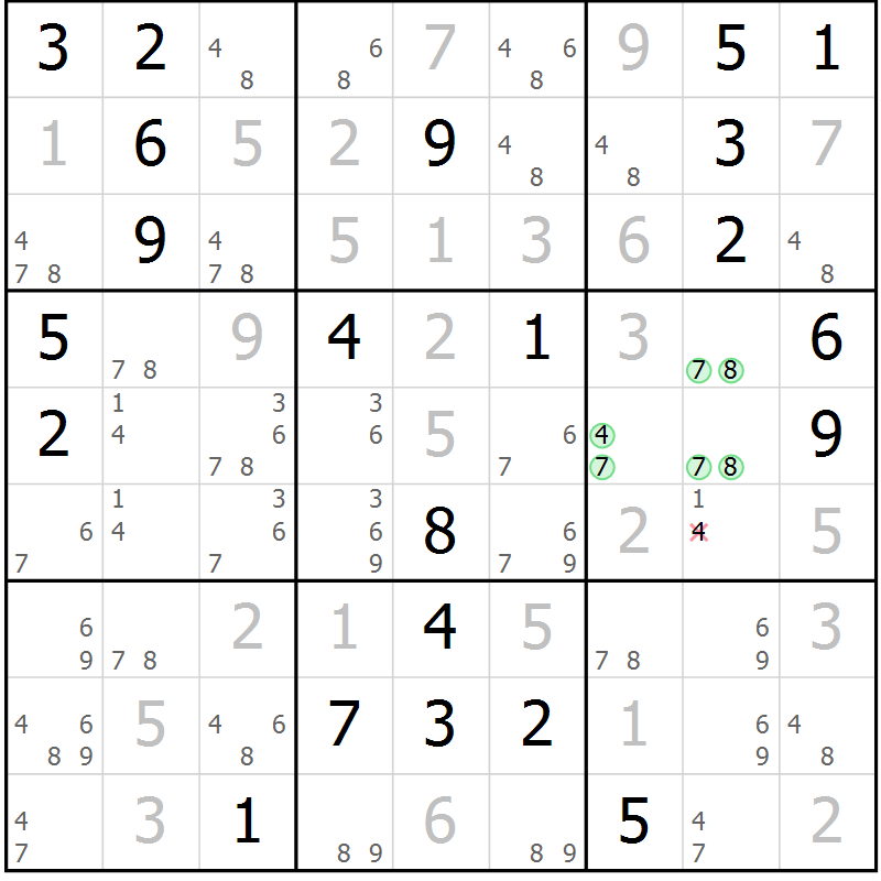 Position des candidats pour la solution de la Gr 17 page 20 du magazine de sudoku Virtuose n° 115