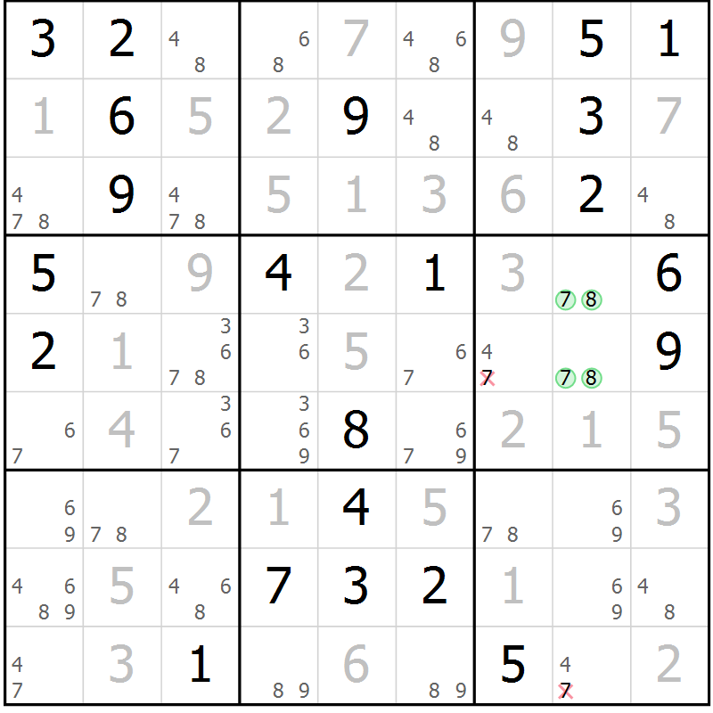 Position des candidats pour la solution de la Gr 17 page 20 du magazine de sudoku Virtuose n° 115