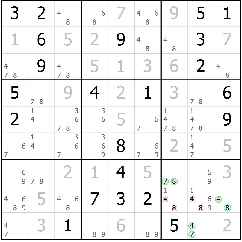 Position des candidats pour la solution de la Gr 17 page 20 du magazine de sudoku Virtuose n° 115
