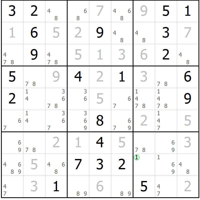 Position des candidats pour la solution de la Gr 17 page 20 du magazine de sudoku Virtuose n° 115