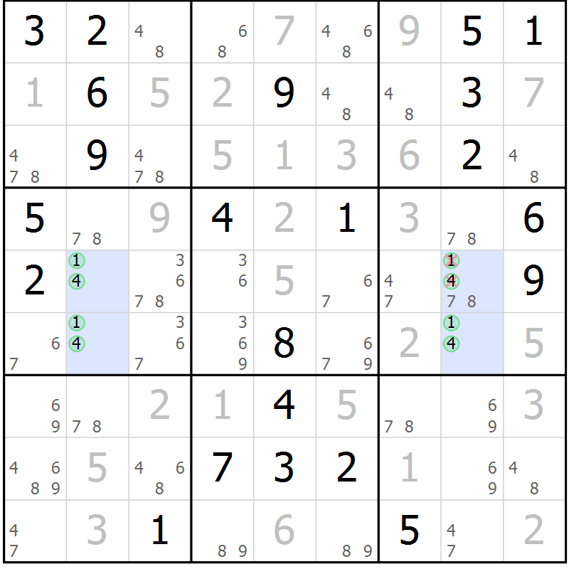 Position des candidats pour la solution de la Gr 17 page 20 du magazine de sudoku Virtuose n° 115